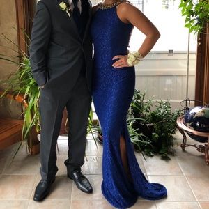 Beautiful, royal blue,long, lace dress